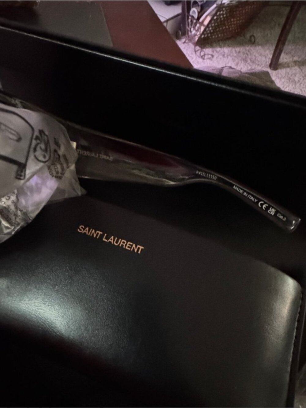 Saint Laurent Transparent/Clear Oval Sunglasses with Silver Lenses - Picture 9 of 10